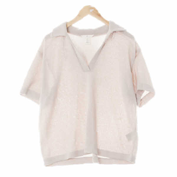 h&m 솔트베이지 비스코스혼방 스키퍼피케쿨반팔니트