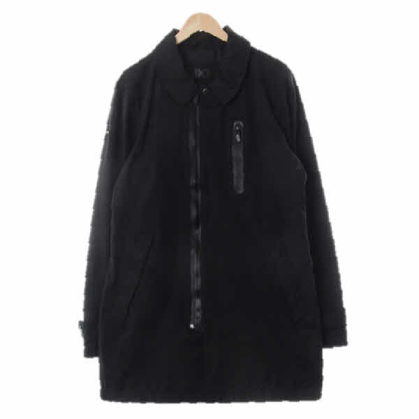 superdry 블랙 면혼방 싱글카라사선지퍼하프트렌치코트