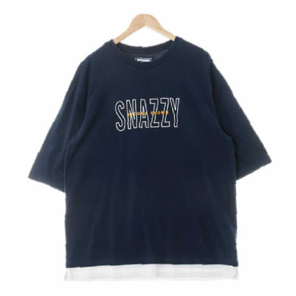 인터크루 네이비 프린팅 면혼방 SNAZZY크루넥반팔티