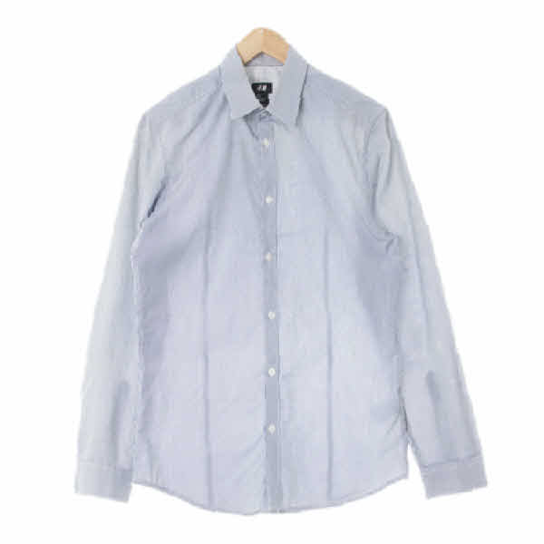 h&m 네이비 스트라이프 면혼방 긴소매셔츠