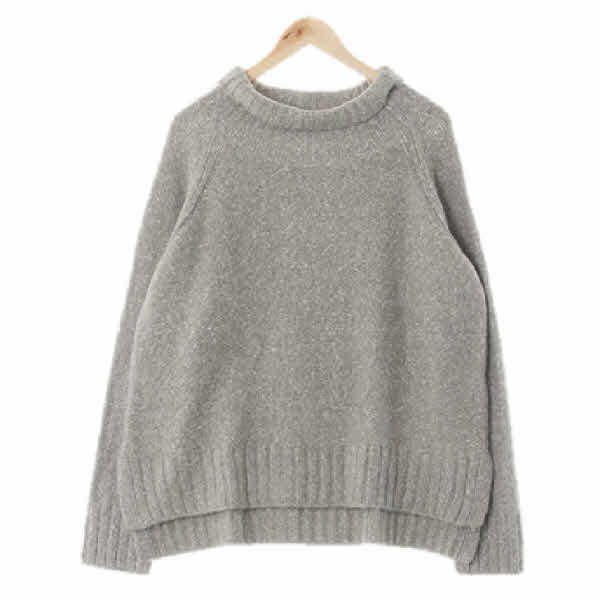 h&m 베이지그레이 면혼방 보트터틀넥니트스웨터