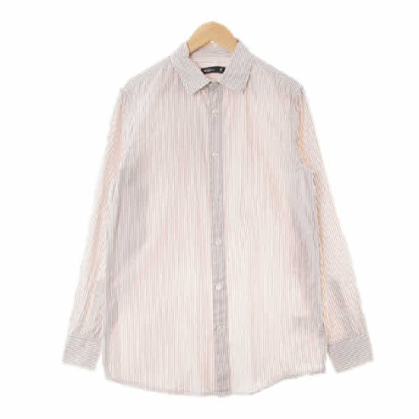 mixxo men 모카무스브라운 스트라이프 면 긴소매셔츠