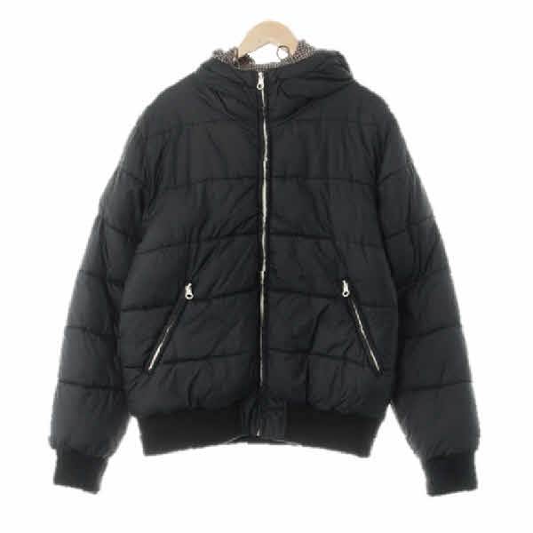 h&m 다크그레이 하이넥하프후드패딩