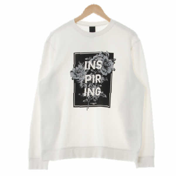 h&m 화이트 프린팅 면혼방 스카치플라워기모맨투맨