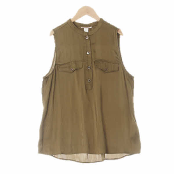 h&m 카키 페이크포켓실켓민소매블라우스