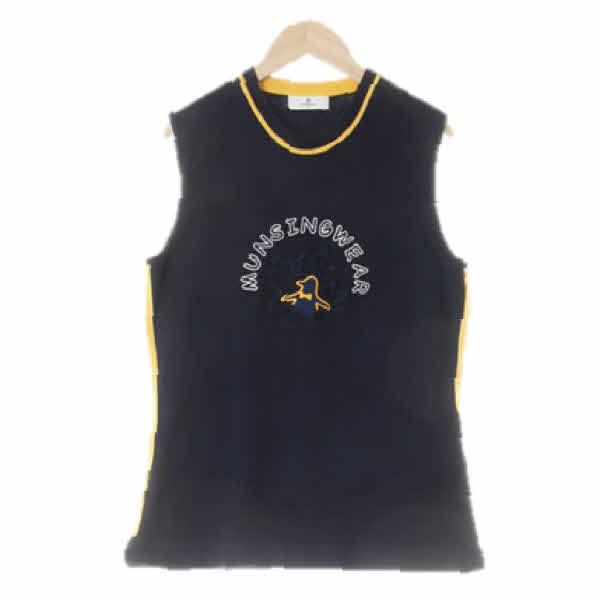munsingwear 네이비 면혼방 단풍자수민소매니트조끼