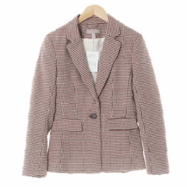 h&m 버건디 하운드체크 원버튼슬림블레이저