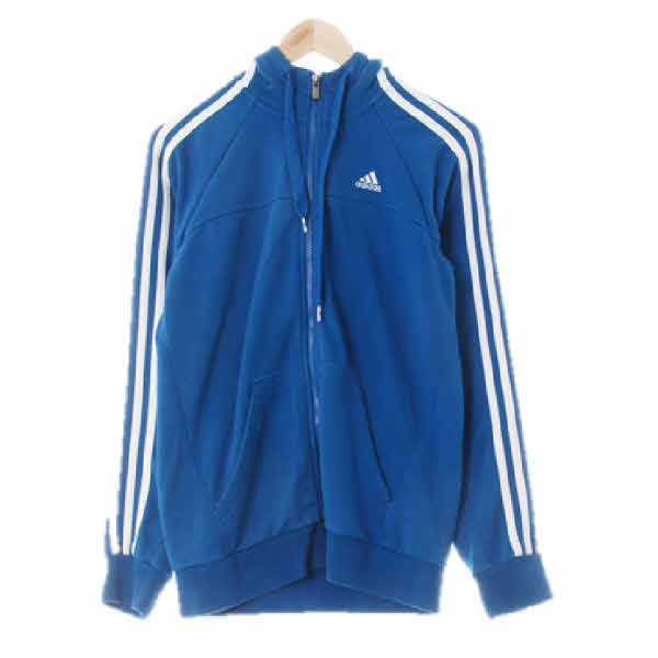 아디다스 블루 면혼방 삼선에센셜후드집업