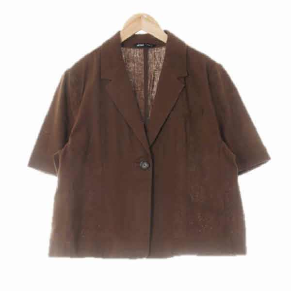 mixxo 브라운 린넨혼방 원버튼반팔다잉재킷