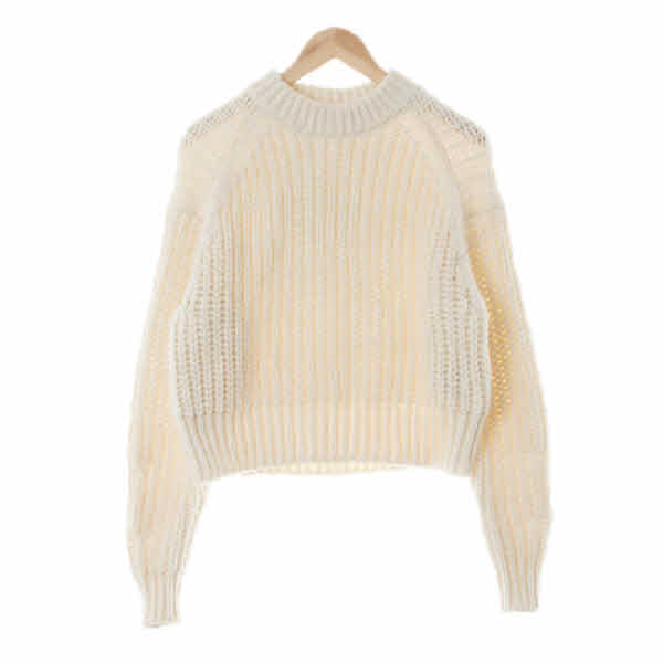 h&m 아이보리 울혼방 레글런골지크롭스웨터