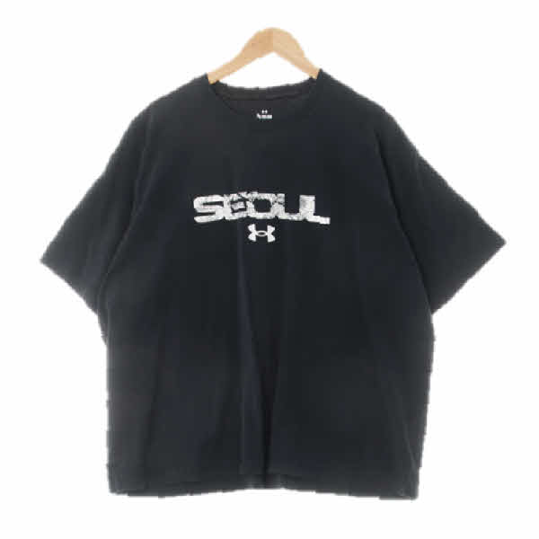 언더아머 블랙 면 서울오버핏라운드반팔티