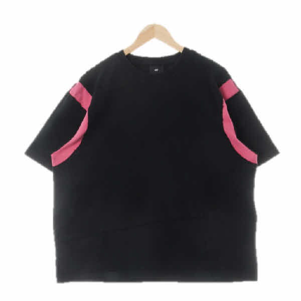 h&m 블랙 면 티어드배색워싱반팔티