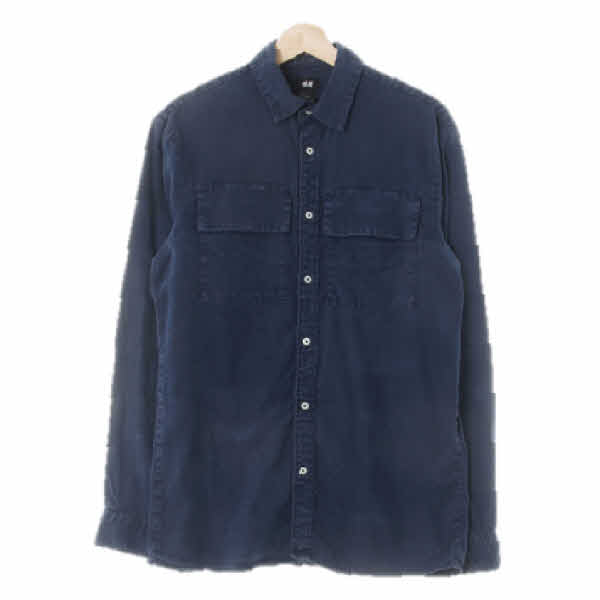 h&m 빈티지네이비 리오셀혼방 빅더블포켓긴팔셔츠