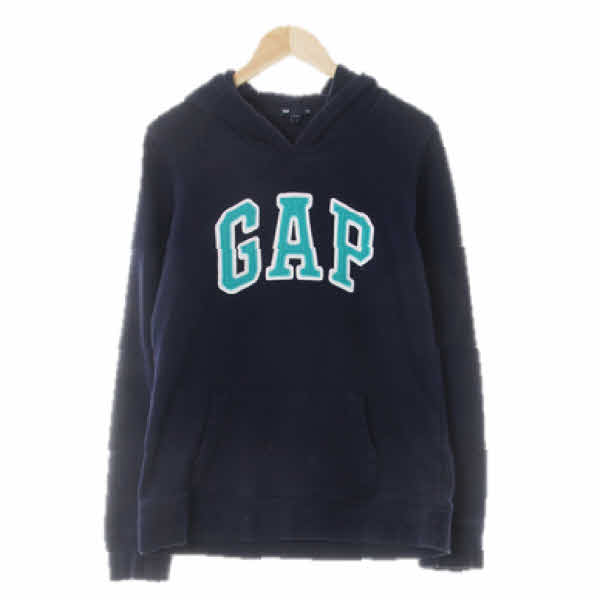 gap 네이비 면혼방 빅로고스티치패치후드티