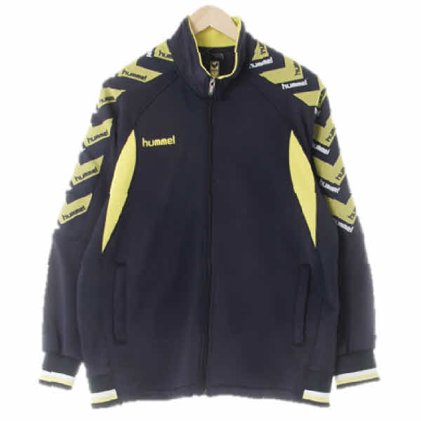 hummel 네이비브라이트옐로우 어깨로고하이넥스포츠집업