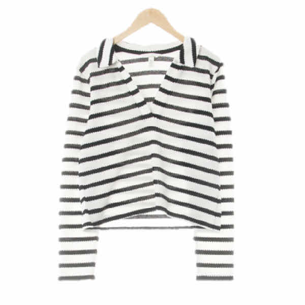 h&m 화이트블랙 스트라이프 비스코스혼방 스키퍼숏니트티