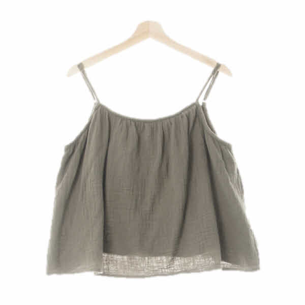 h&m 딥올리브그린 면 크롭끈블라우스