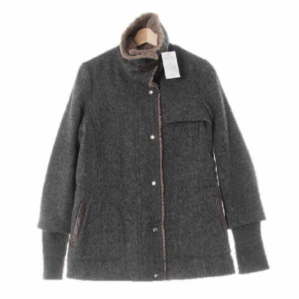 bcbg 그레이 알파카혼방 버클하이넥모직하프코트
