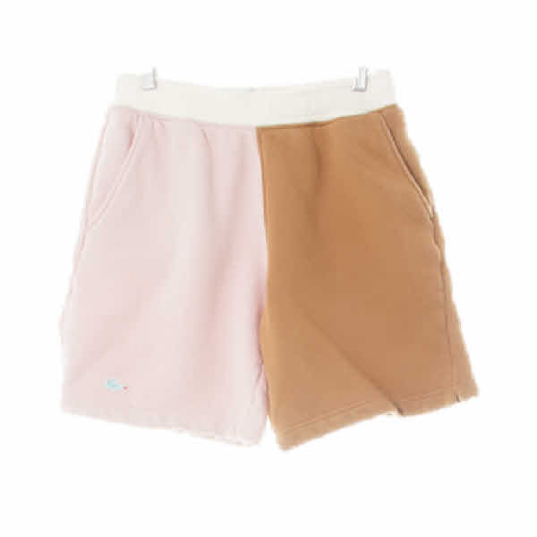 라코스테 핑크브라운 면 패치로고배색반바지