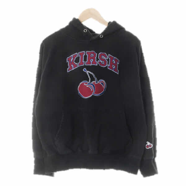 kirsh 블랙 면 체리후드티