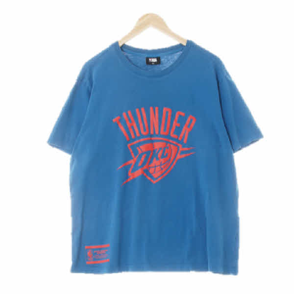 NBA 빈티지블루 면혼방 okc빅로고라운드반팔티