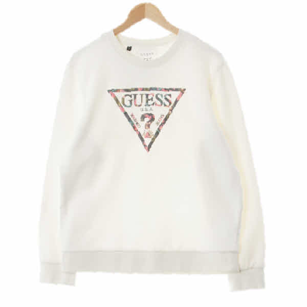Guess 아이보리 프린팅 면 플라워빅로고맨투맨