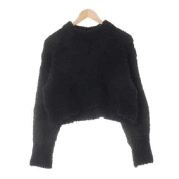h&m 블랙 부클모크넥와이드크롭스웨터