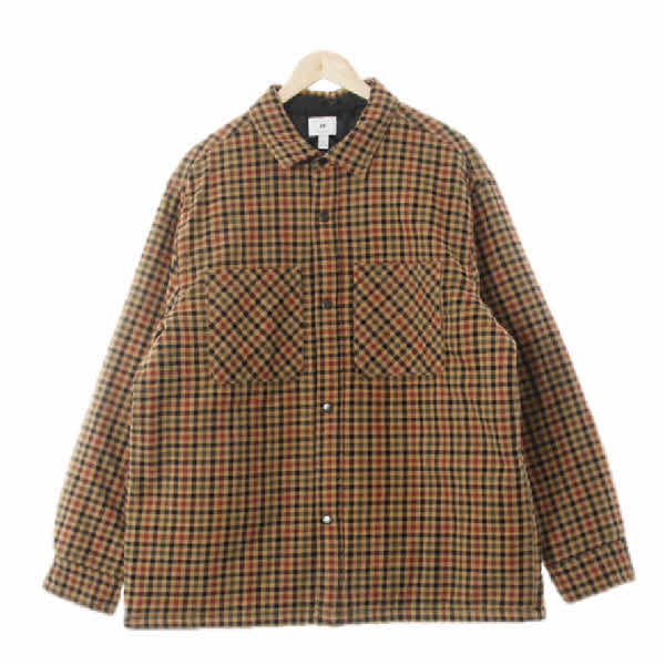 h&m 베이지 체크 아웃포켓셔츠형점퍼