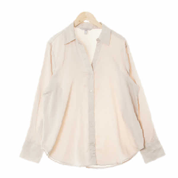 h&m 클라우드크림베이지 슬릿넥실켓블라우스