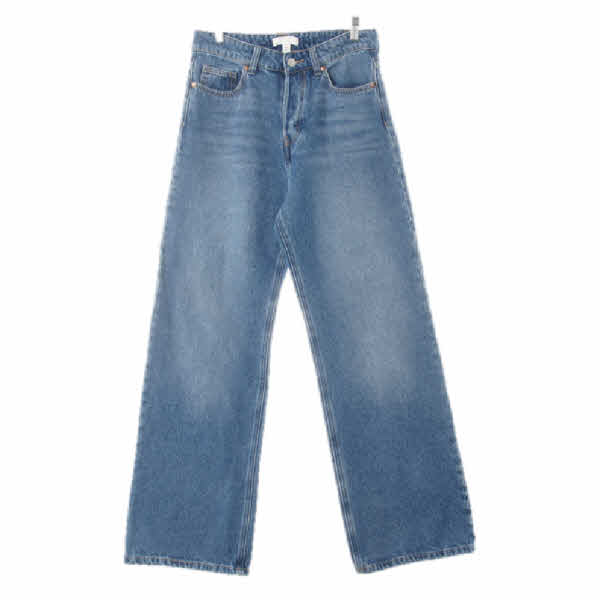 h&m 진청 데님 워시드라이트하이와이드진