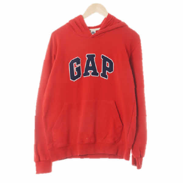 gap 레드 면혼방 펠트로고빅패치후드티