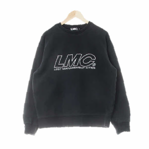 lmc 블랙 면 라인텍스트오버사이즈스웨트셔츠
