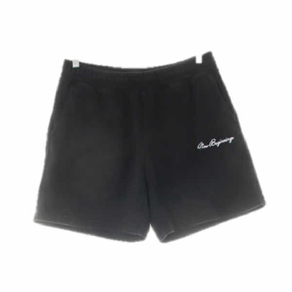 h&m 블랙 면혼방 자수레터링베이직반바지