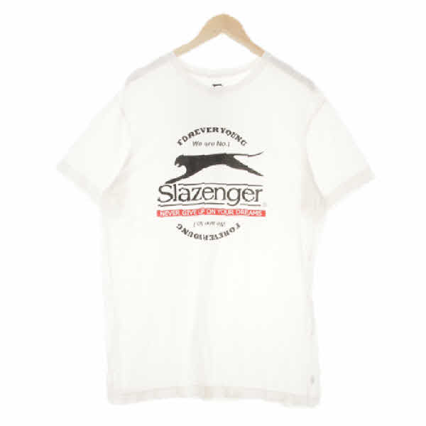 slazenger 화이트 면 라운딩로고반팔티