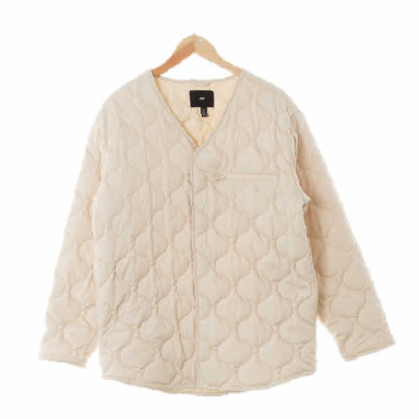 h&m 크림 물결퀼팅경량패딩점퍼