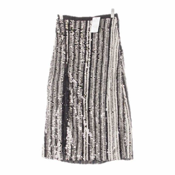 h&m 블랙 스트라이프 비즈슬릿롱스커트