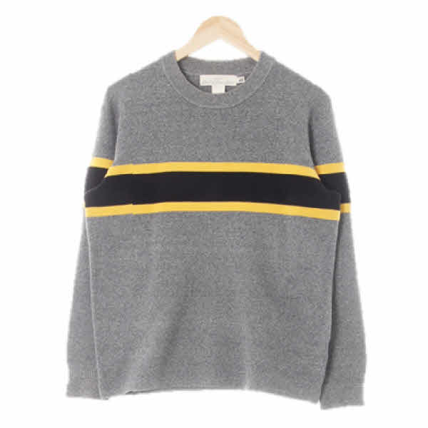 h&m 차콜블랙옐로우 면혼방 라인라운드긴팔니트스웨터