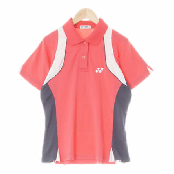yonex 코랄피치핑크 화이트슬림라인카라반팔티