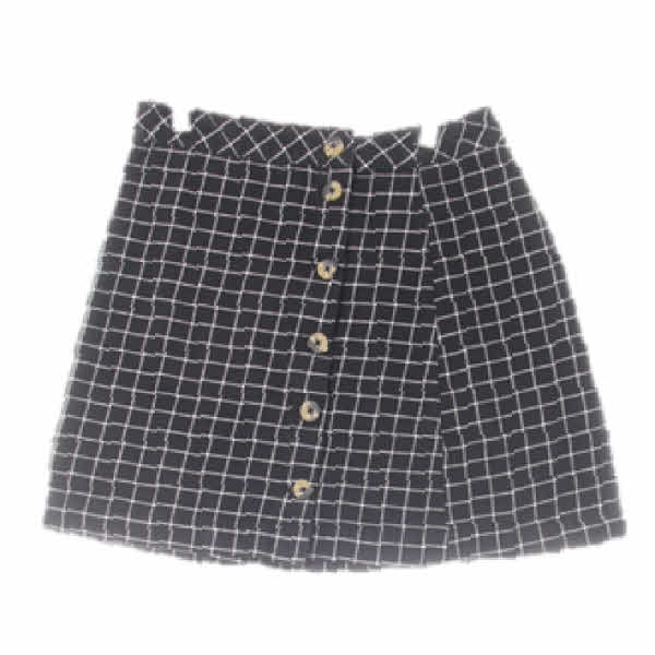 h&m 블랙 체크 면 브라운버튼랩a라인미니스커트