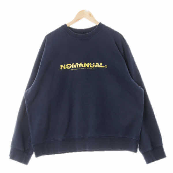nomanual 네이비 프린팅 면 텍스트루즈맨투맨