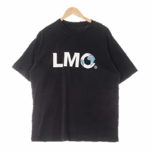lmc 블랙 프린팅 면 센터빅로고라운드넥반팔티셔츠