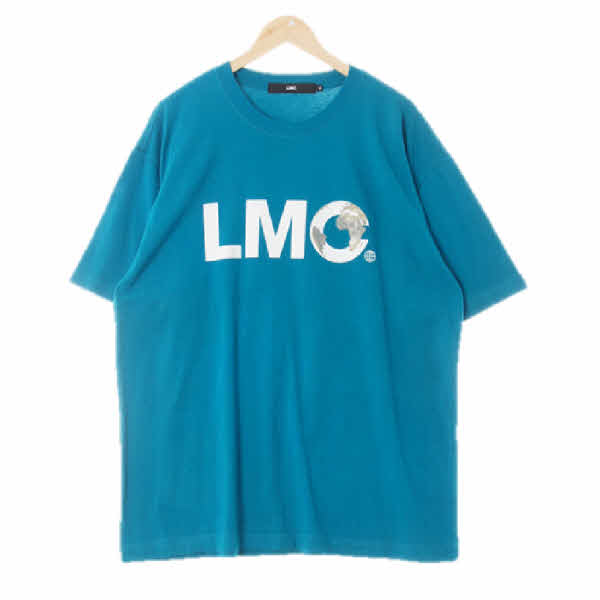 lmc 브라이트셀룰리안블루 프린팅 면 빅로고라운드넥반팔티셔츠