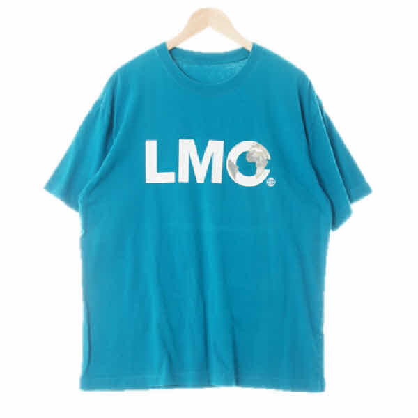 lmc 브라이트셀룰리안블루 프린팅 면 센터빅로고반팔티셔츠