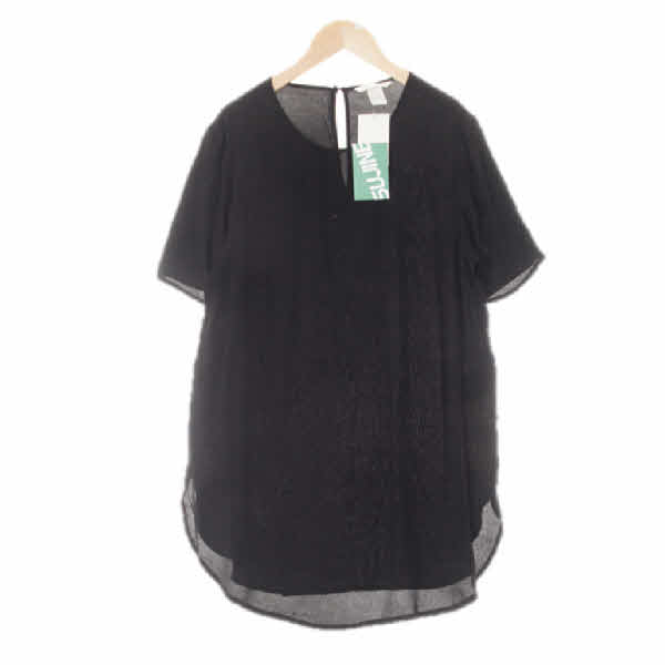 h&m 블랙 백슬릿반팔롱블라우스