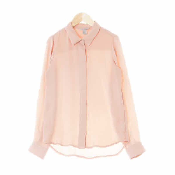 h&m 피치스킨핑크 베이직긴팔블라우스