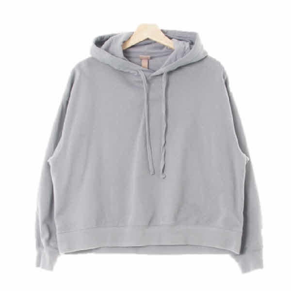 h&m 블루쉬그레이 면 워싱루즈후드티