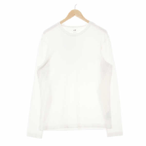 h&m 화이트 면혼방 라운드기본롱슬리브