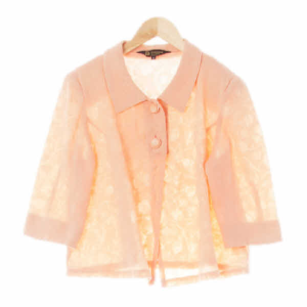 hardy amies boutique 살구빛코랄 투버튼시어서커7부자켓