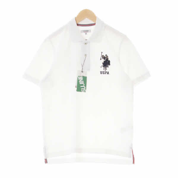 uspa 화이트 면 빅로고자수폴로반팔티