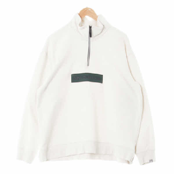 뉴발란스 멜란지오트밀 면혼방 하프지퍼빅로고패치맨투맨